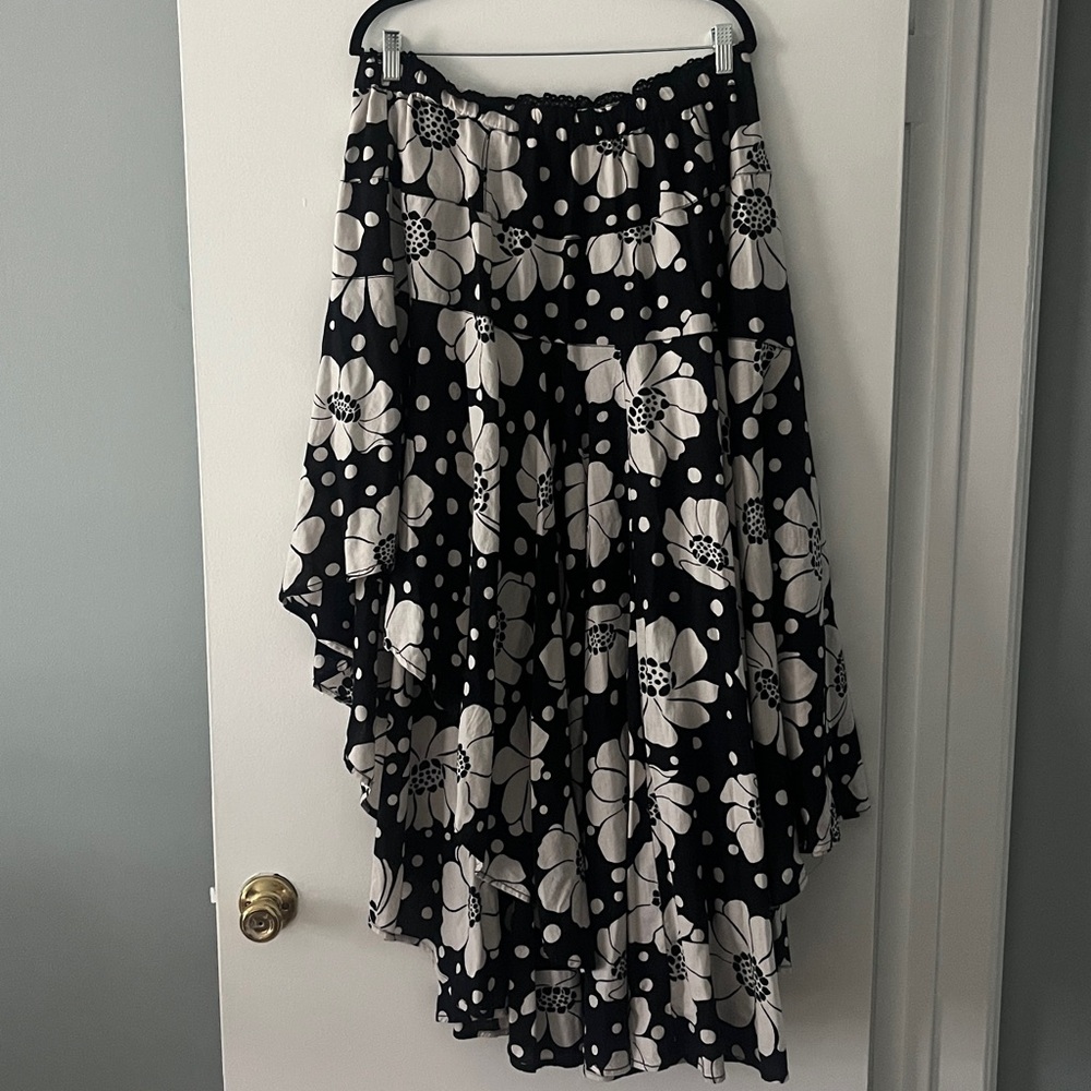 Free People Black and White Floral Asymmetrical Maxi Skirt - Picture 3 of 8